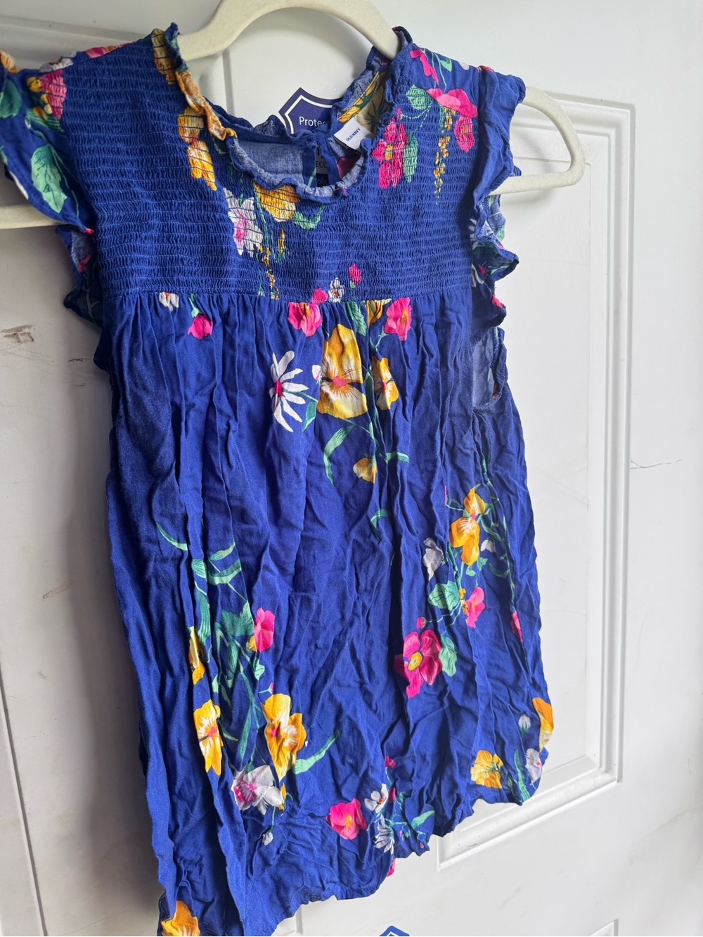 Women’s Floral Smocked Blue Dress Top
